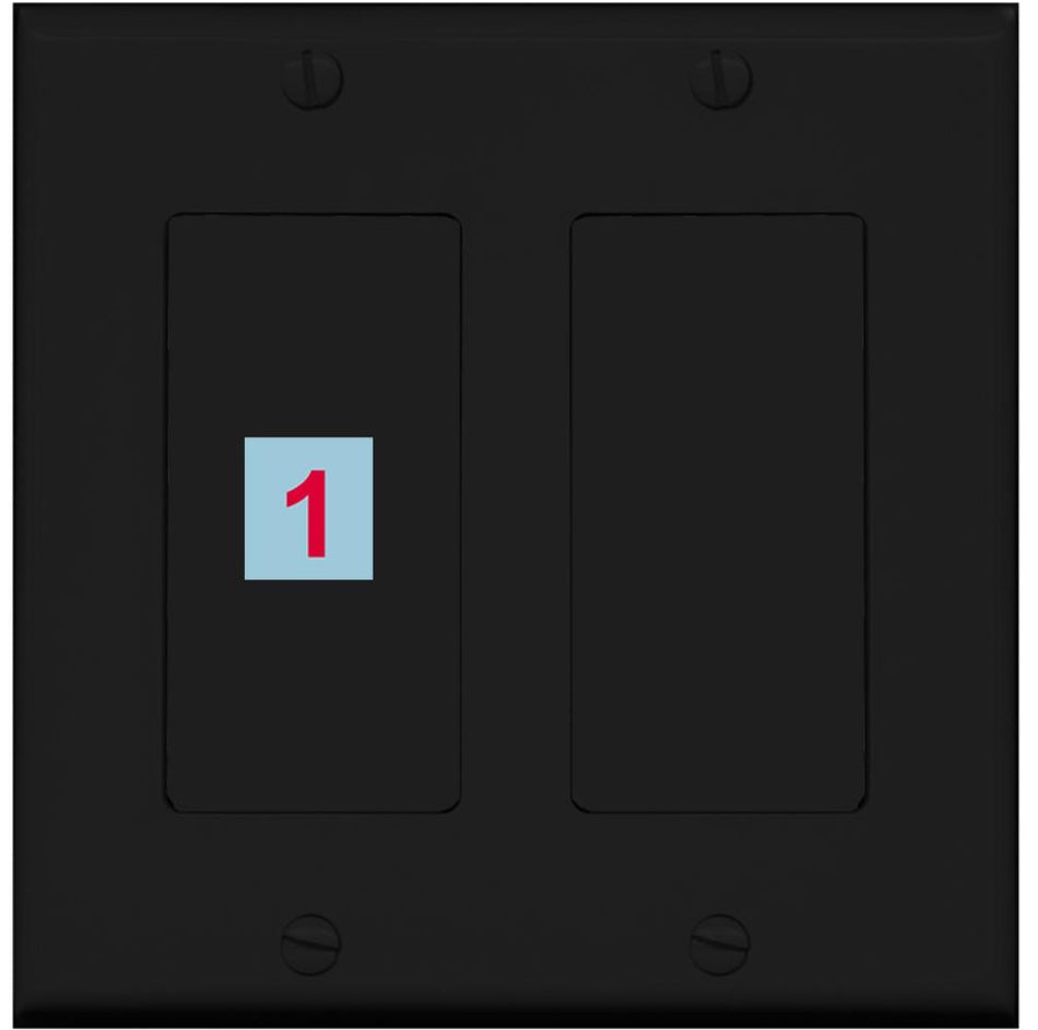 1 Port Custom Keystone Wall Plate 2 Gang DecorZ Black