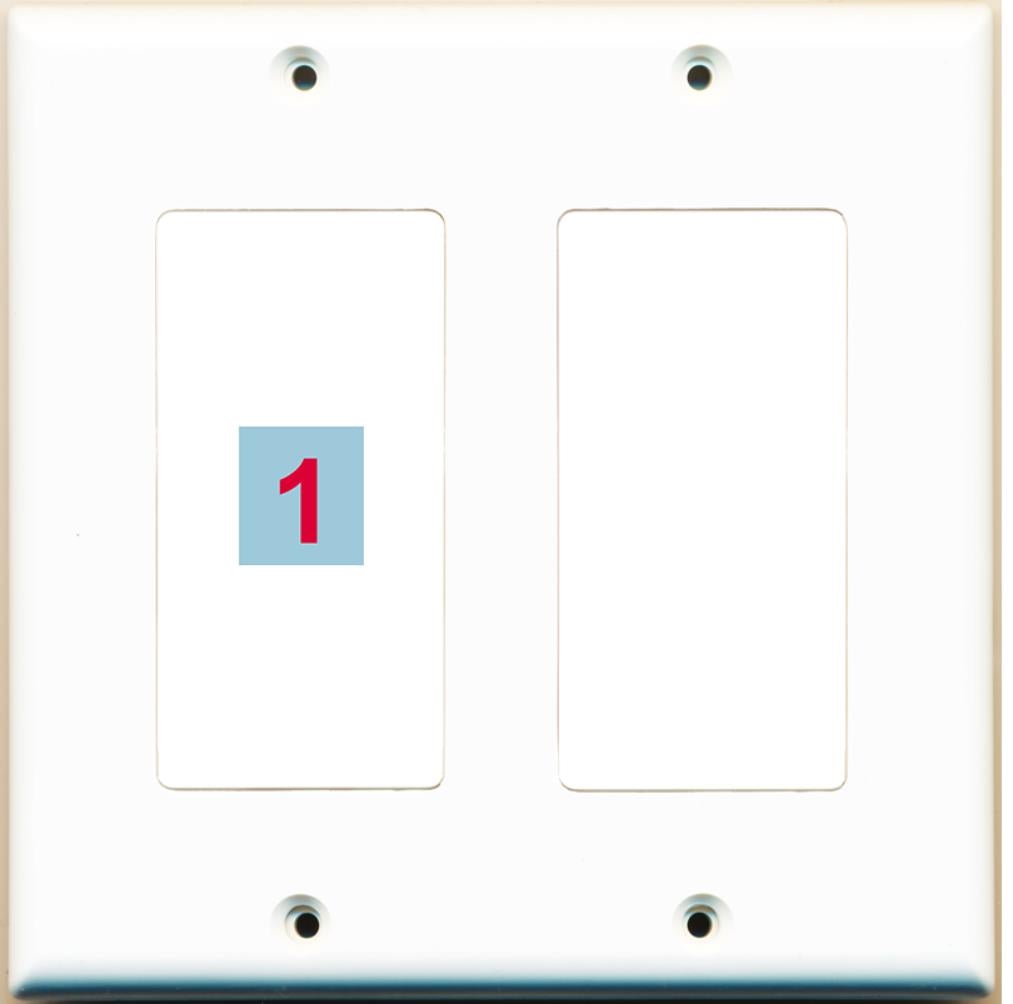 1 Port Custom Keystone Wall Plate 2 Gang DecorZ White