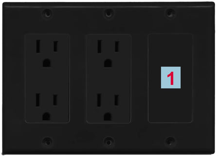1 Port Custom Keystone Wall Plate w/Dual DecorZ Power Outlet Black
