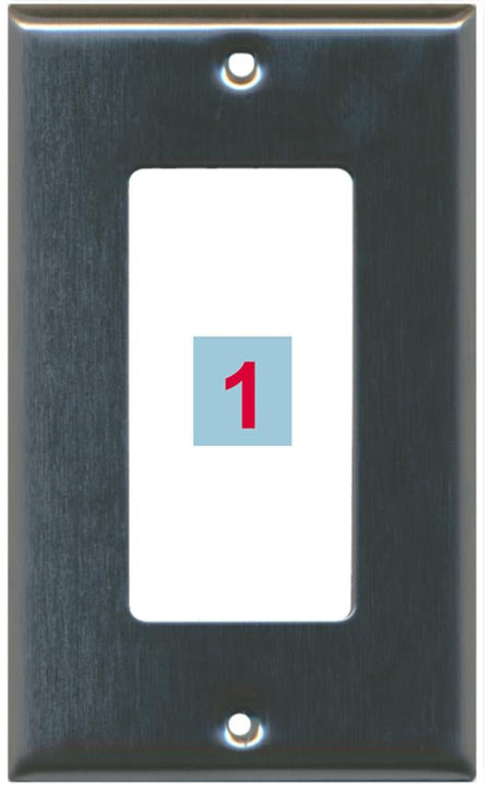 1 Port Custom Keystone Wall Plate Stainless Steel - Inner White