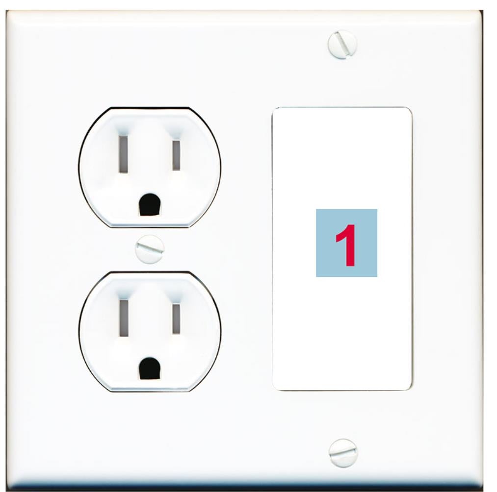 1 Port Custom Keystone Wall Plate w/Tamper Resistant Round Power Outlet