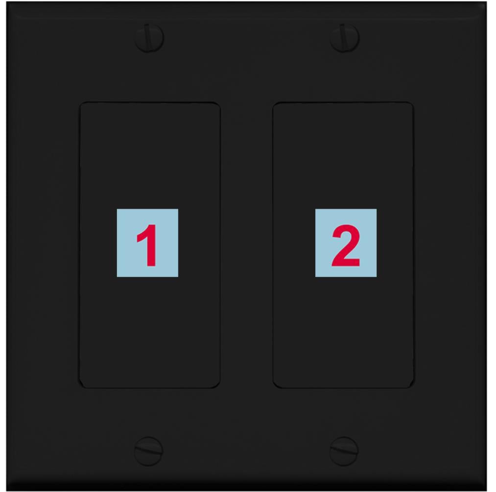 2 Port Custom Keystone Wall Plate 2 Gang DecorZ Black