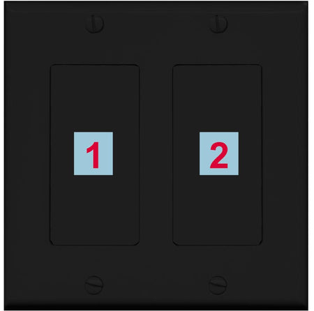 2 Port Custom Keystone Wall Plate 2 Gang DecorZ Black
