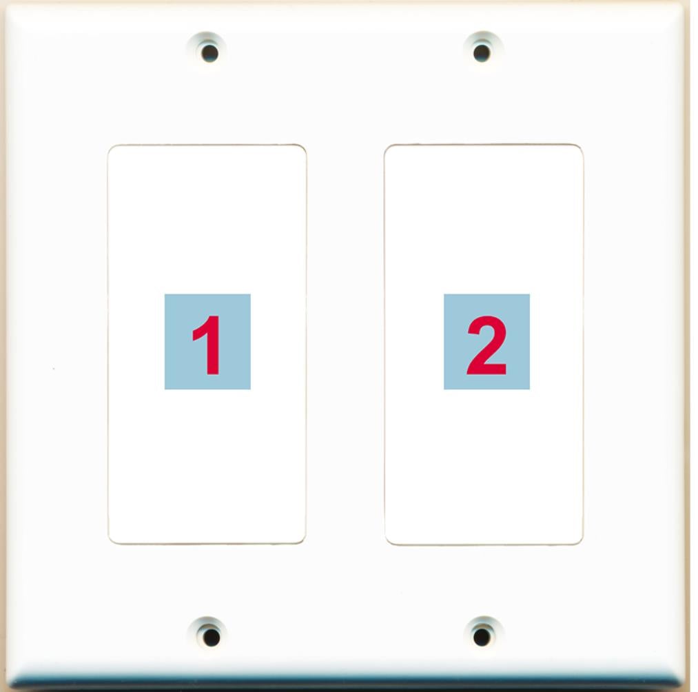 2 Port Custom Keystone Wall Plate 2 Gang DecorZ White