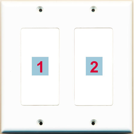2 Port Custom Keystone Wall Plate 2 Gang DecorZ White