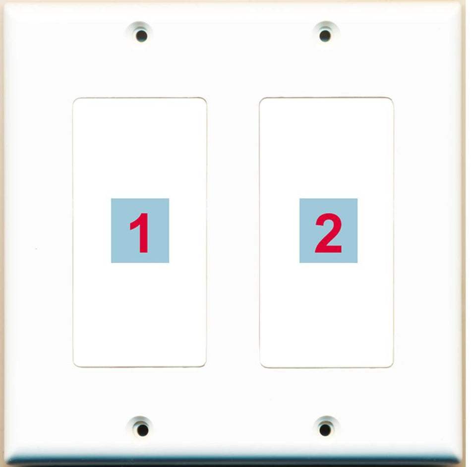 2 Port Custom Keystone Wall Plate 2 Gang DecorZ White