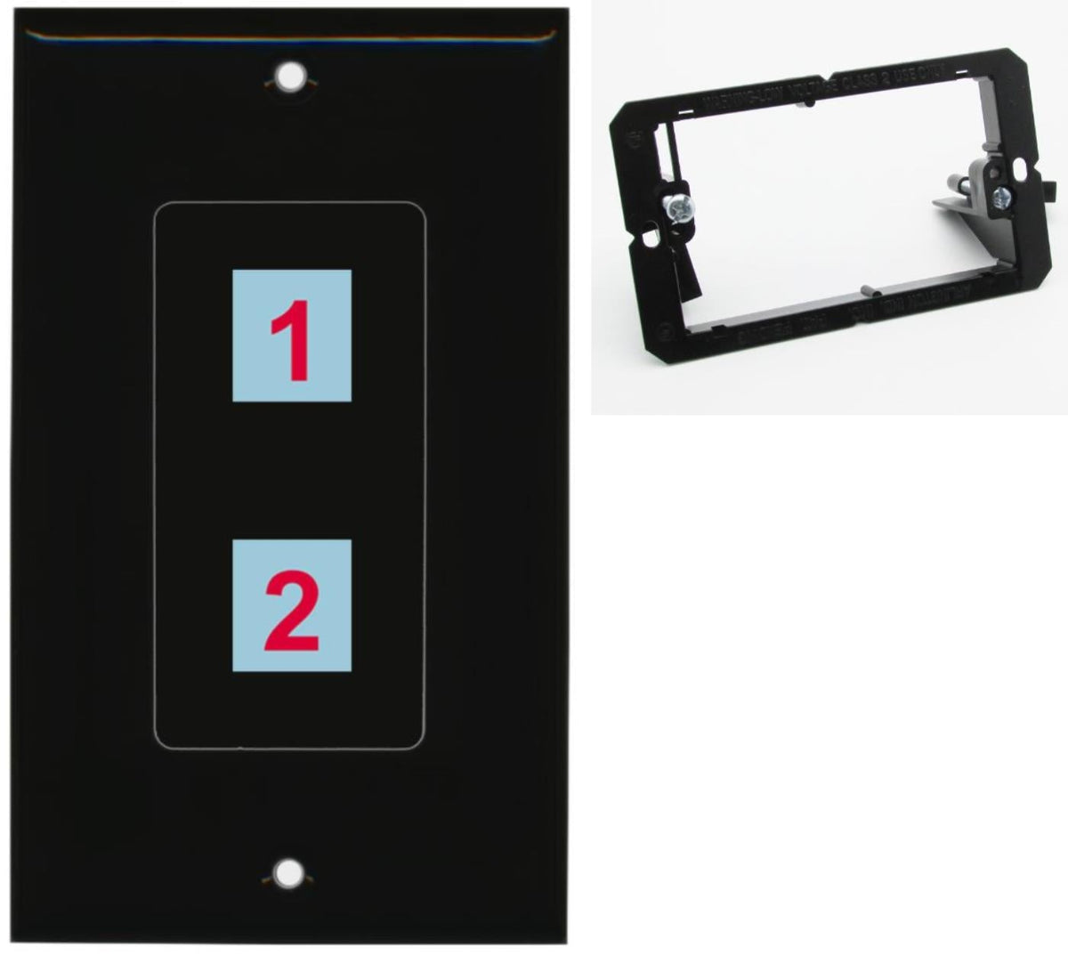 2 Port Custom Keystone Wall Plate DecorZ Black w/Mounting Bracket