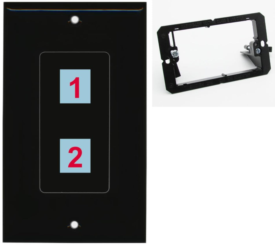 2 Port Custom Keystone Wall Plate DecorZ Black w/Mounting Bracket