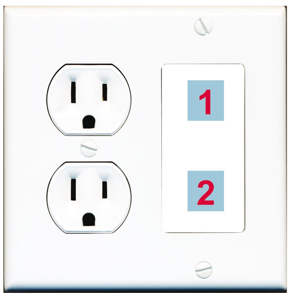 2 Port Custom Keystone Wall Plate w/Round Power Outlet