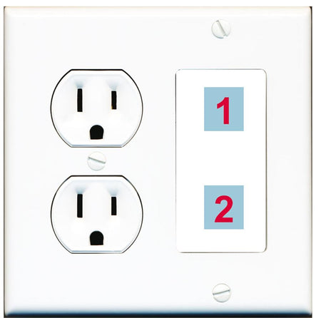 2 Port Custom Keystone Wall Plate w/Round Power Outlet