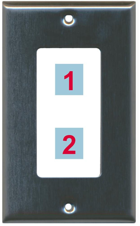 2 Port Custom Keystone Wall Plate Stainless Steel - Inner White