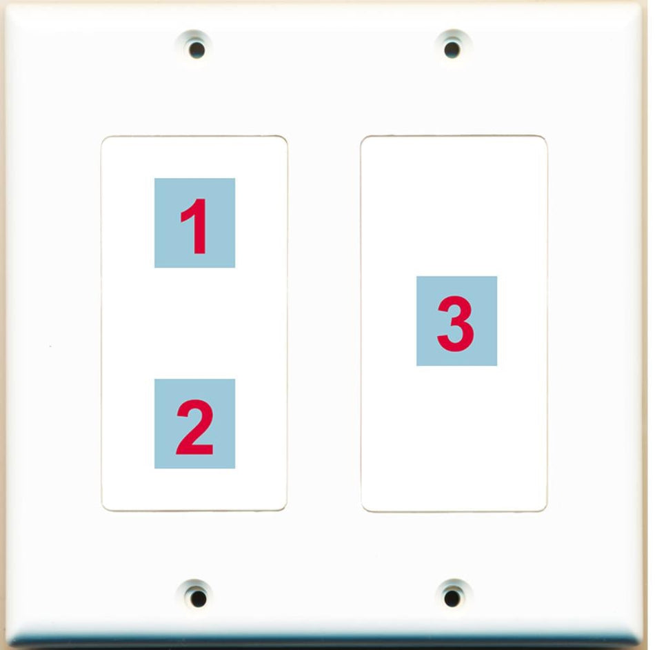 3 Port Custom Keystone Wall Plate 2 Gang DecorZ White