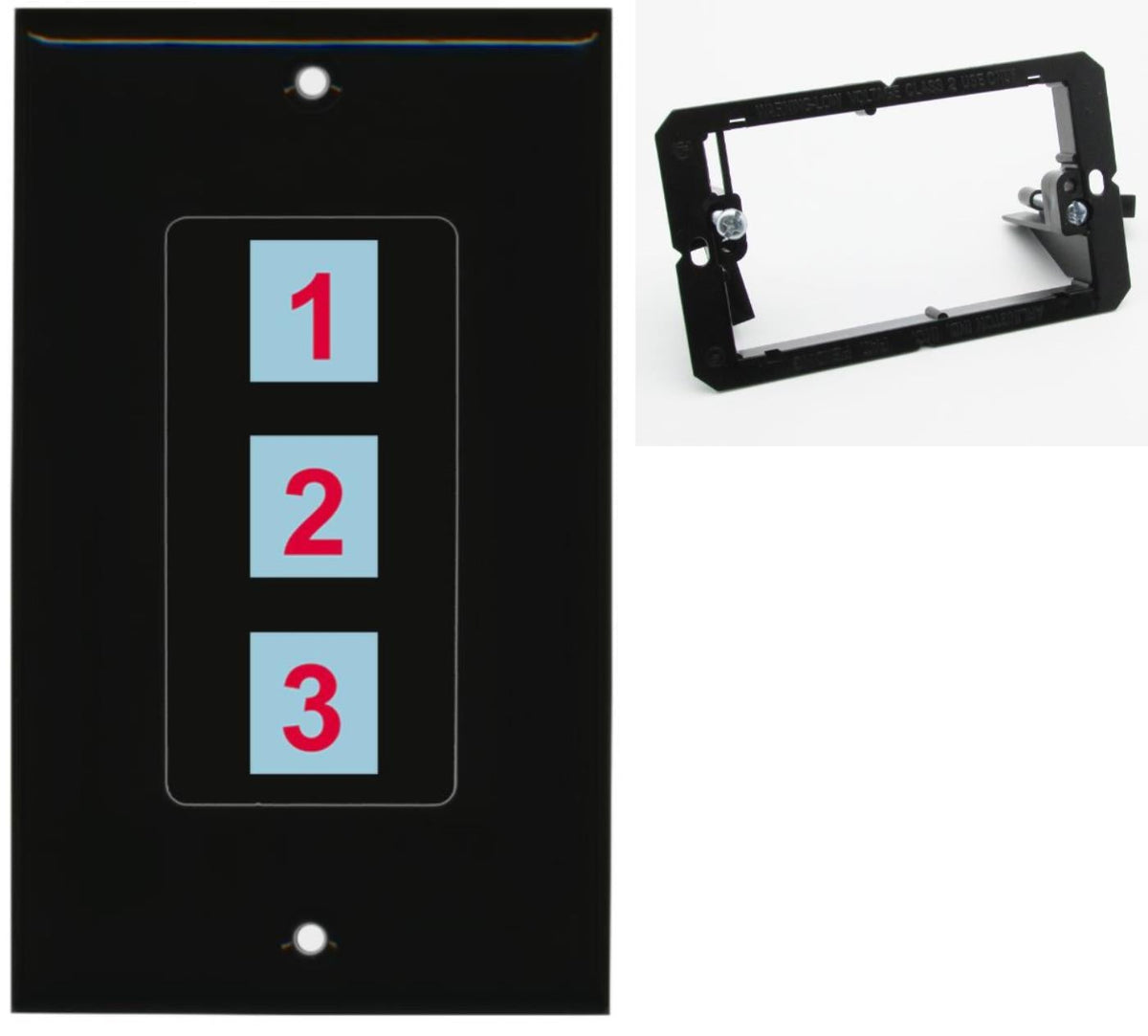 3 Port Custom Keystone Wall Plate DecorZ Black w/Mounting Bracket