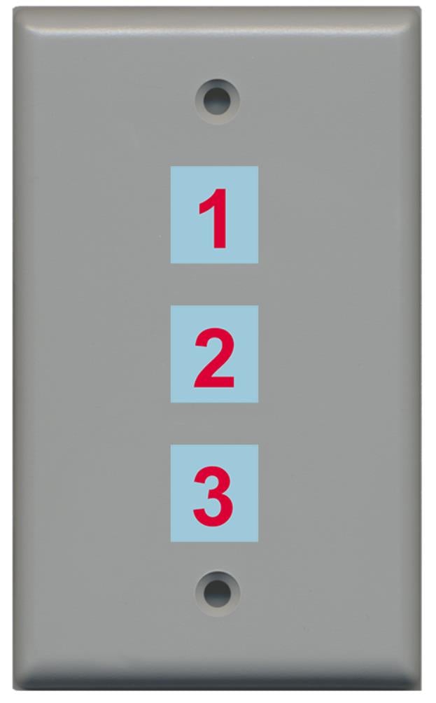 3 Port Custom Keystone Wall Plate Gray Solid w/White Jacks
