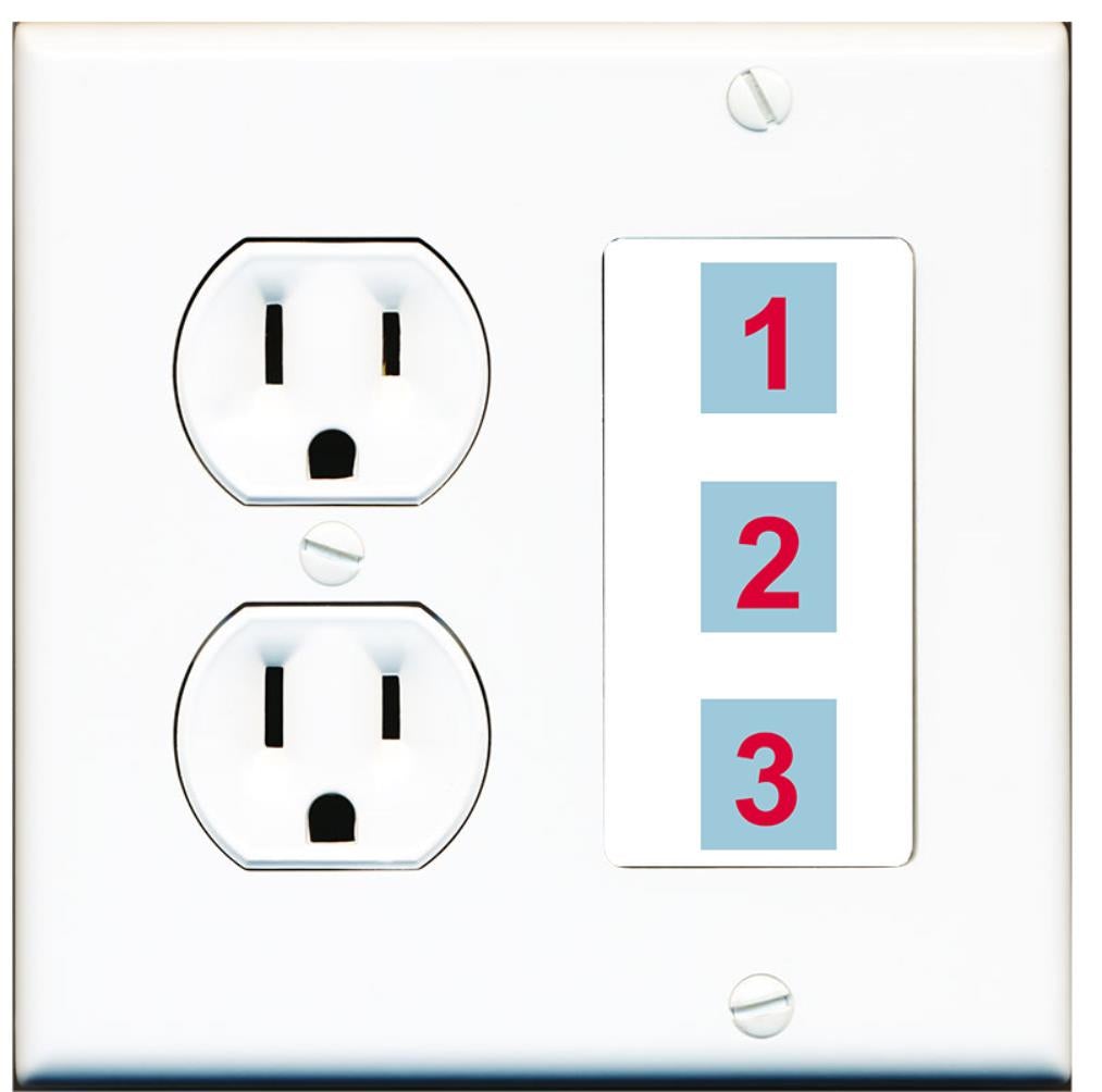 3 Port Custom Keystone Wall Plate w/Round Power Outlet