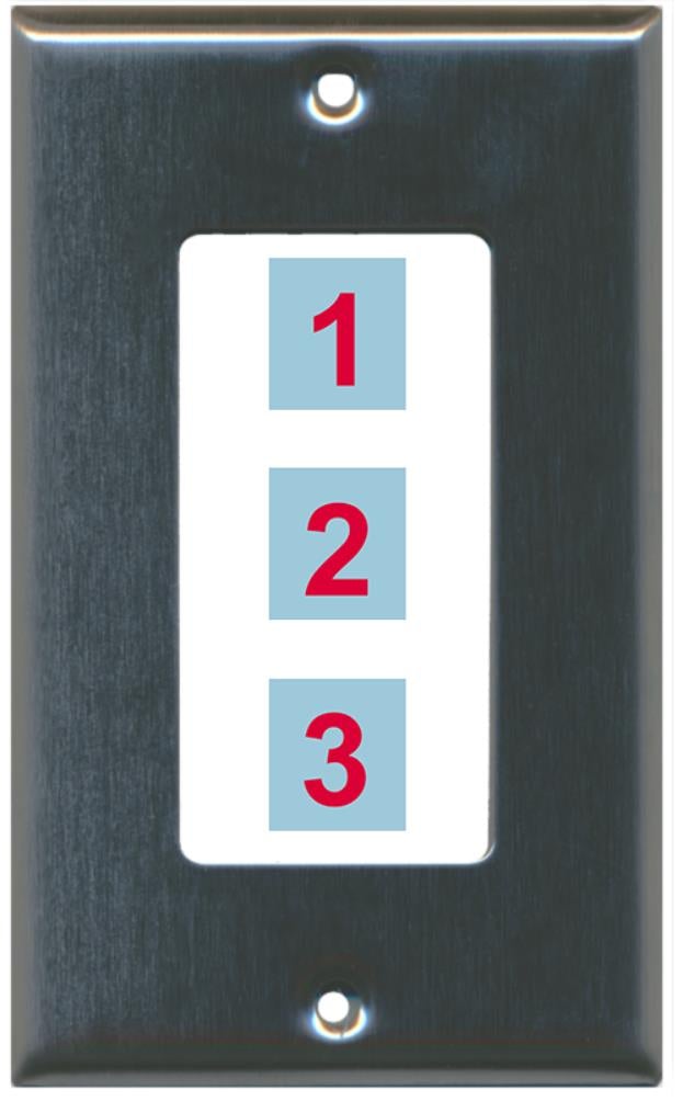 3 Port Custom Keystone Wall Plate Stainless Steel - Inner White