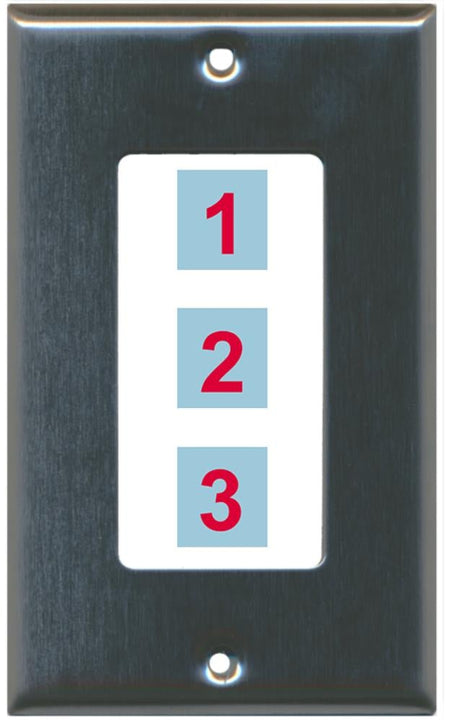 3 Port Custom Keystone Wall Plate Stainless Steel - Inner White
