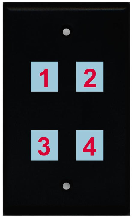 4 Port Custom Keystone Wall Plate Solid Black