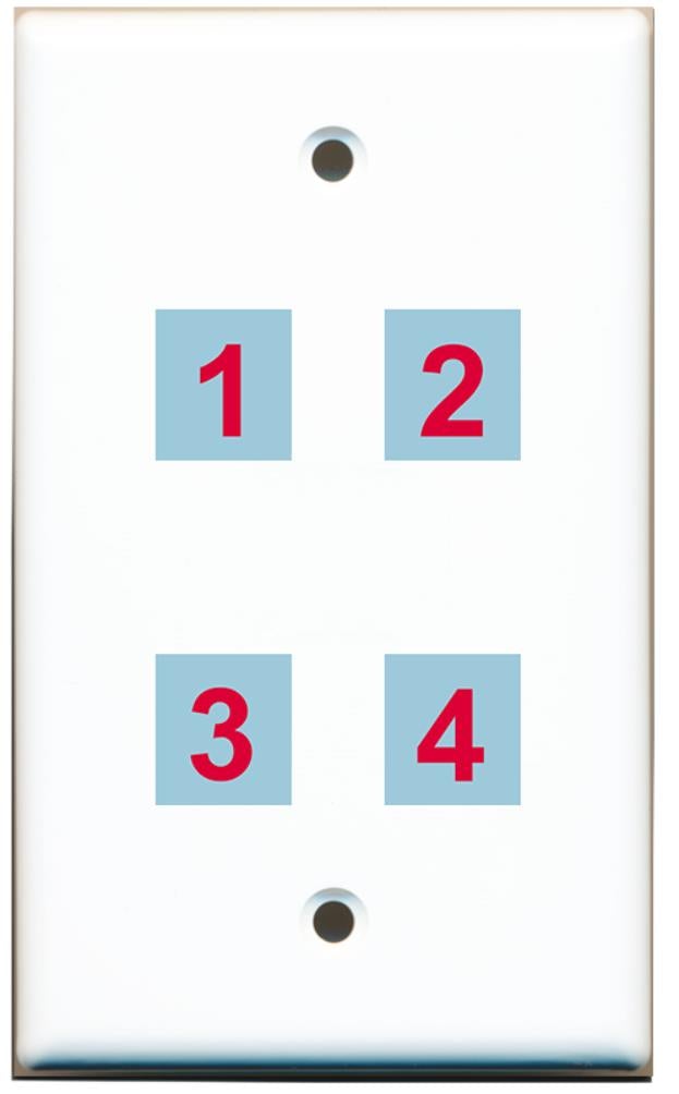 4 Port Custom Keystone Wall Plate Solid White