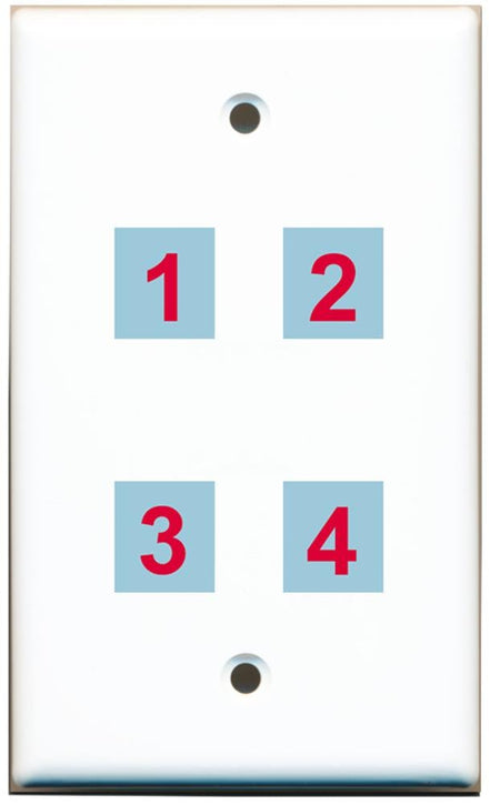 4 Port Custom Keystone Wall Plate Solid White