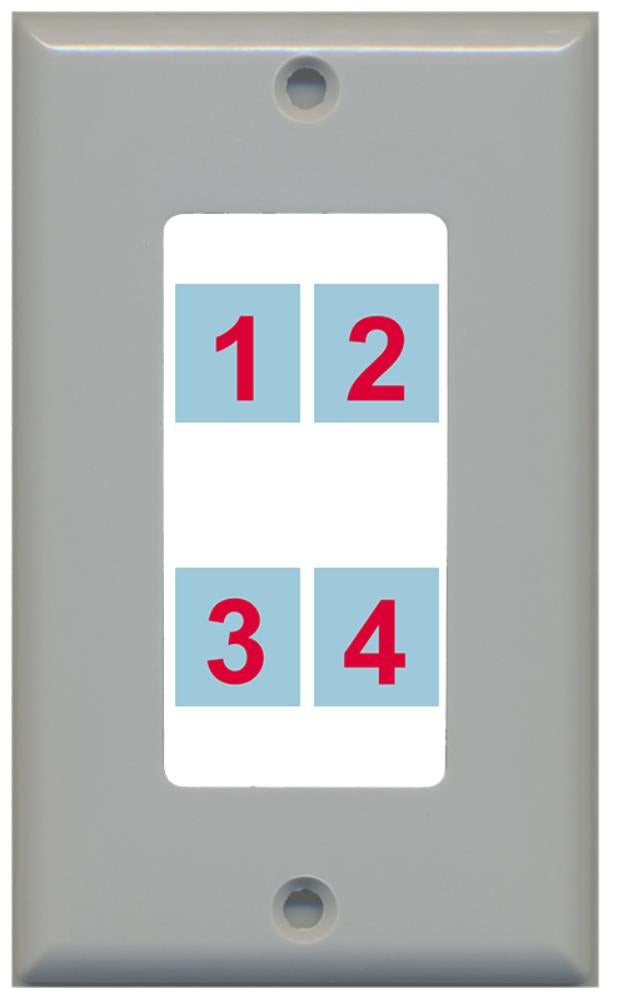 4 Port Custom Keystone Wall Plate Gray - Inner White