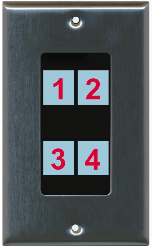 4 Port Custom Keystone Wall Plate Stainless Steel - Inner Black
