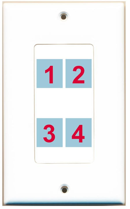 4 Port Custom Keystone Wall Plate DecorZ White