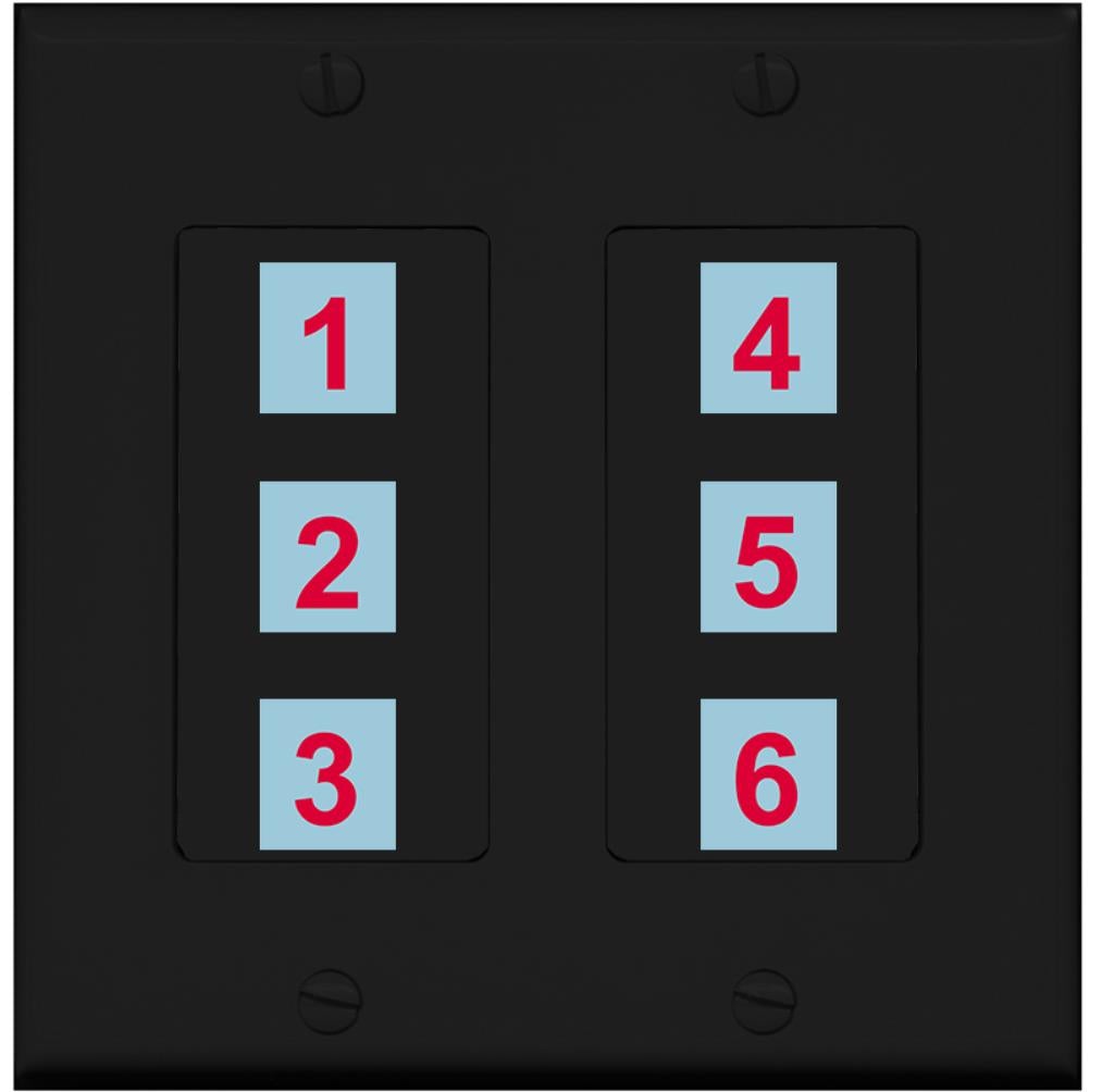 6 Port Custom Keystone Wall Plate 2 Gang DecorZ Black