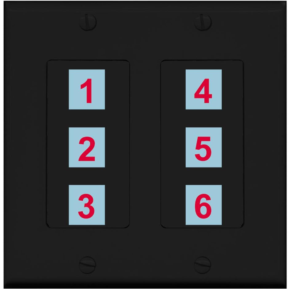 6 Port Custom Keystone Wall Plate 2 Gang DecorZ Black