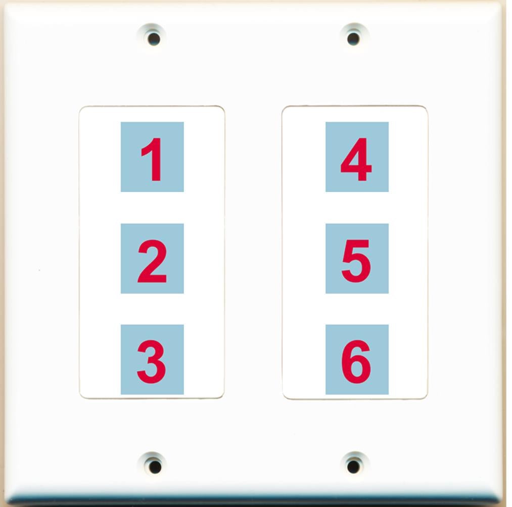 6 Port Custom Keystone Wall Plate 2 Gang DecorZ White