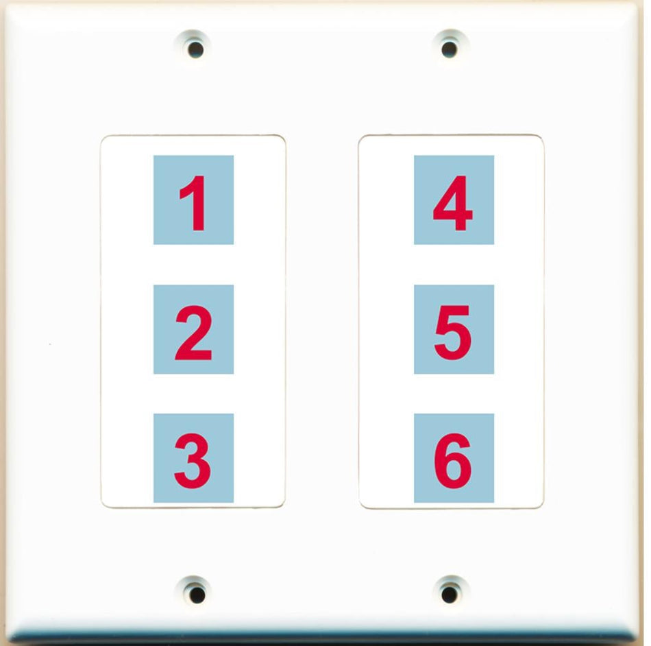 6 Port Custom Keystone Wall Plate 2 Gang DecorZ White