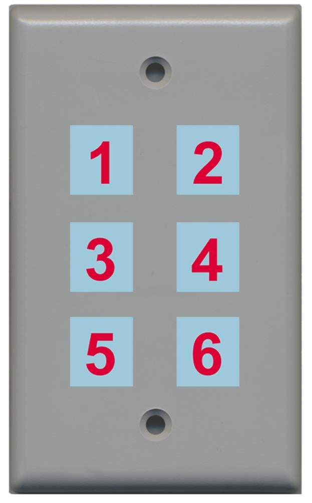 6 Port Custom Keystone Wall Plate Gray Solid w/White Jacks