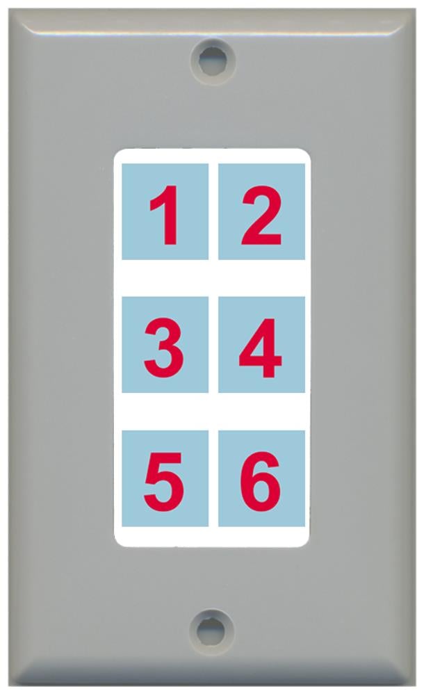 6 Port Custom Keystone Wall Plate Gray - Inner White