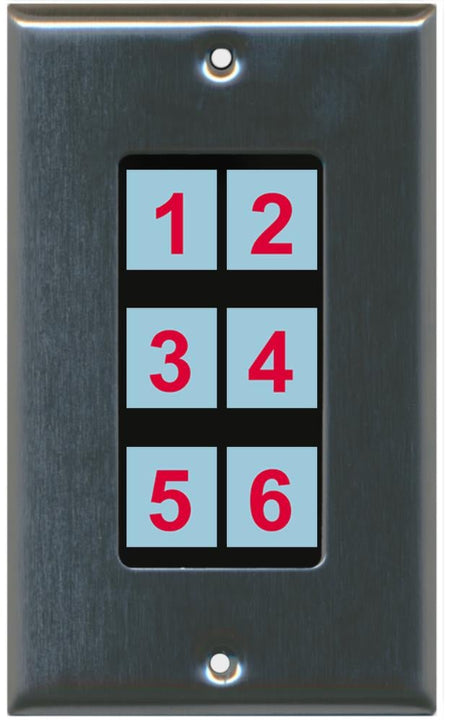 6 Port Custom Keystone Wall Plate Stainless Steel - Inner Black