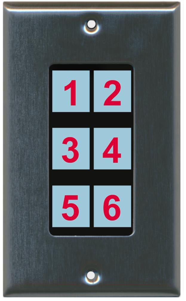 6 Port Custom Keystone Wall Plate Stainless Steel - Inner Black