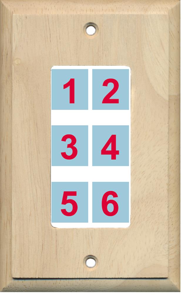 6 Port Custom Keystone Wall Plate Unfinished Wood - Inner White