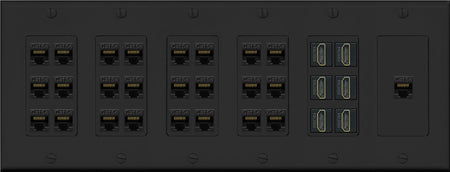 RiteAV 25 Cat5e 6 HDMI Keystone Wall Plate Black Video Display Conference Projector PC Home Theater AV - 6 Gang [Black]