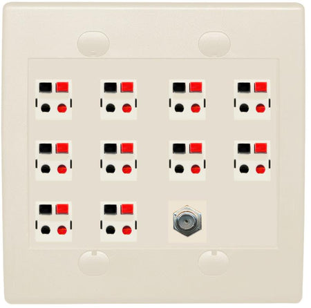 RiteAV 10 Speaker 2 Gang Wall Plate with 1 x Coax - Flat 2 Gang [Light Almond]
