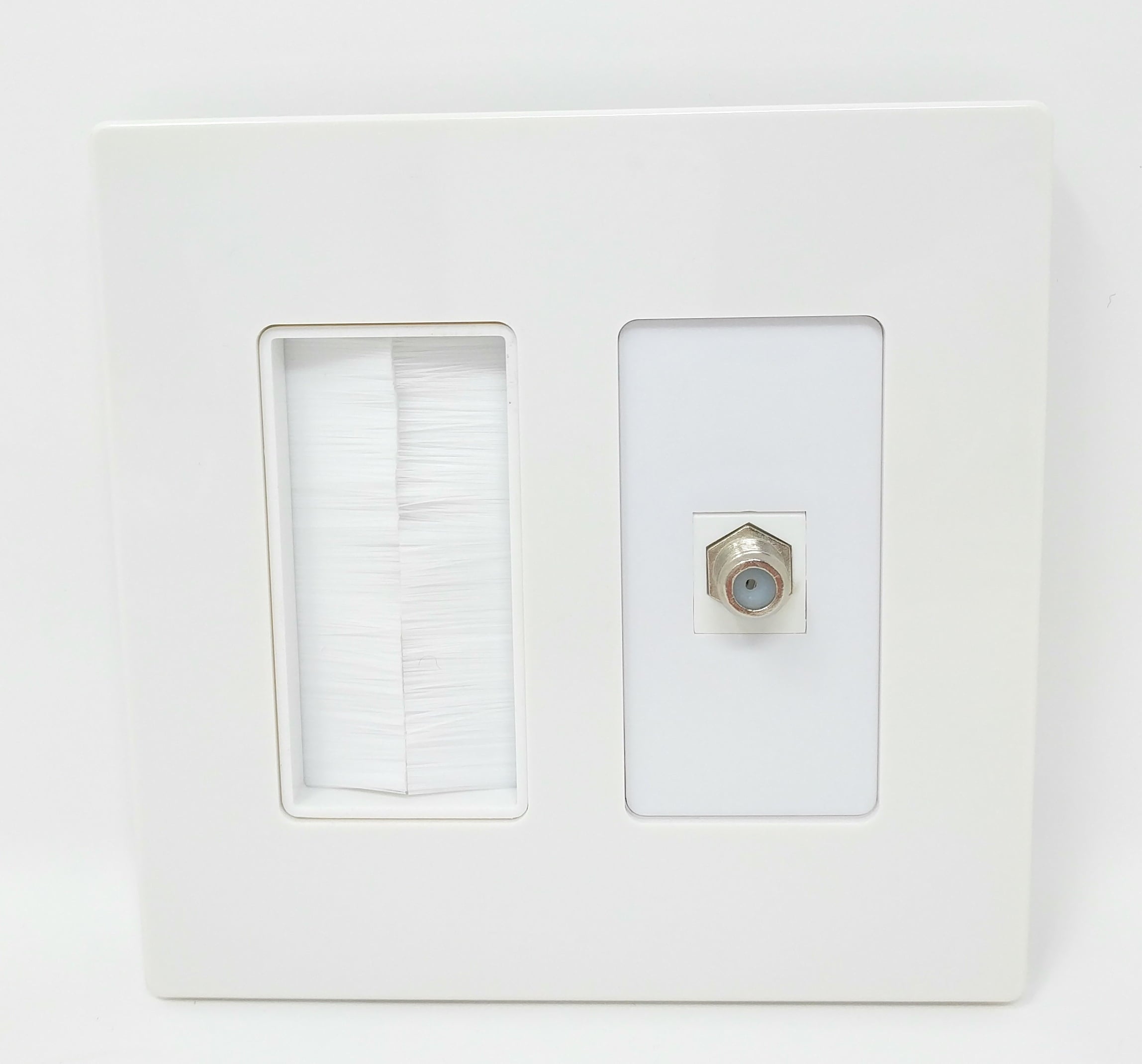 Riteav 2 Porte Coassiali Da Parete Con Inserti Bianchi - Connessione Femmina-Femmina Senza Utensili, Piastra Per Cavo TV, Viti Incluse - 2