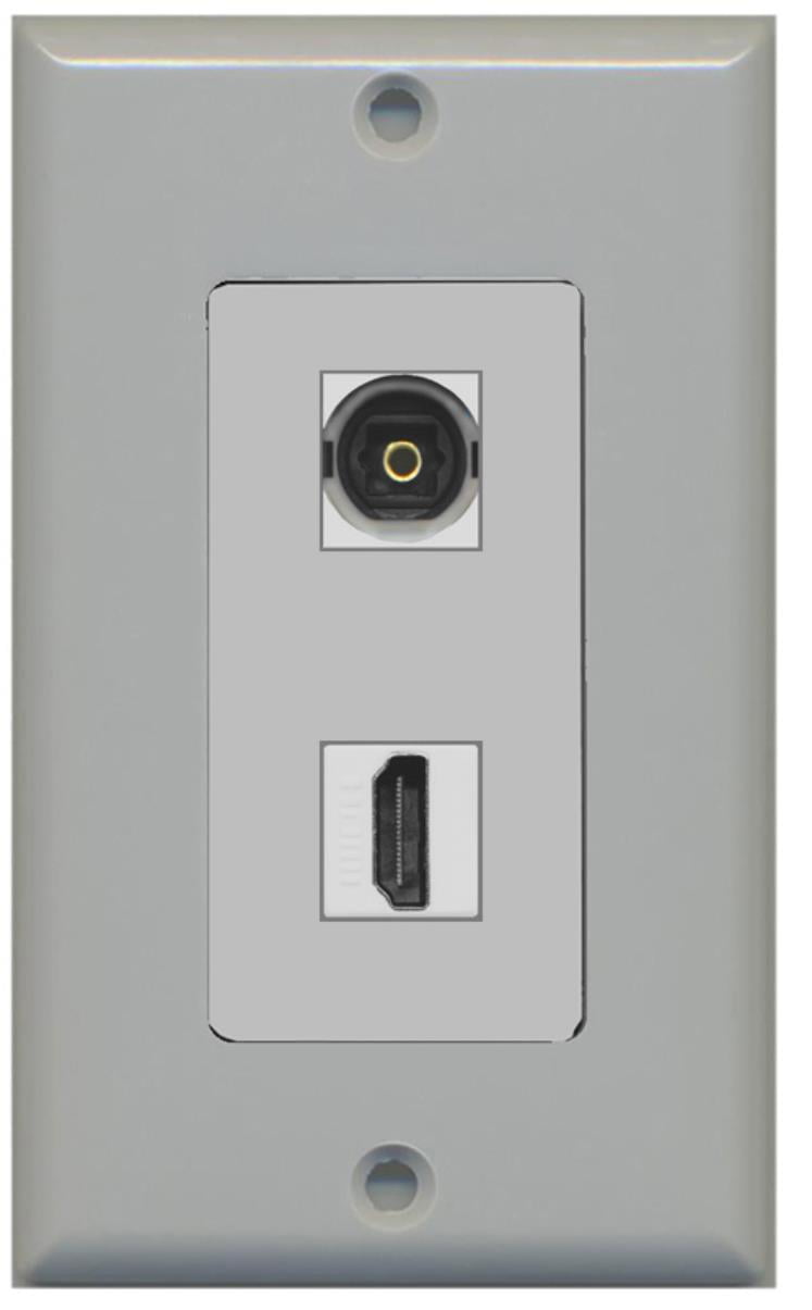 RiteAV - 1 Toslink Digital Audio Port and 1 HDMI Port Wall Plate Decorative - Gray - Bracket Included