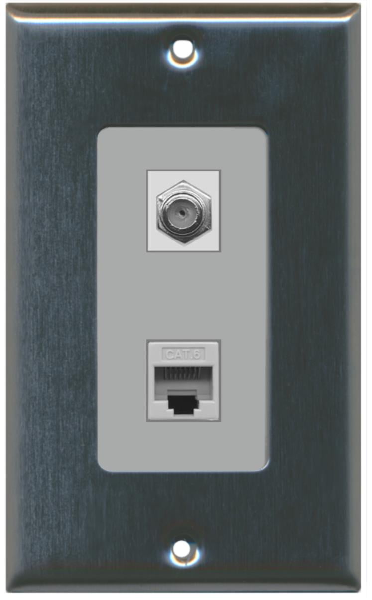 Riteav U2013 1 Cavo Coassiale TV F E 1 CAT6 Ethernet Piatto Da Parete 739082 Riteav U2013 1 Cavo Coassiale TV F E 1 CAT6 Ethernet Piatto Da Parete 739082