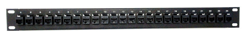 RiteAV 24 Port Cat6 Ethernet Network Patch Panel Female-Female Type 1u Black