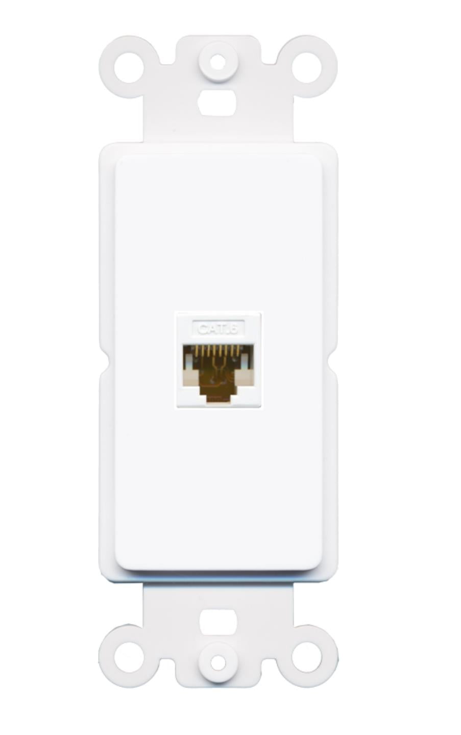 RiteAV - Cat6 White Port Wall Plate Decorative (Rocker) White