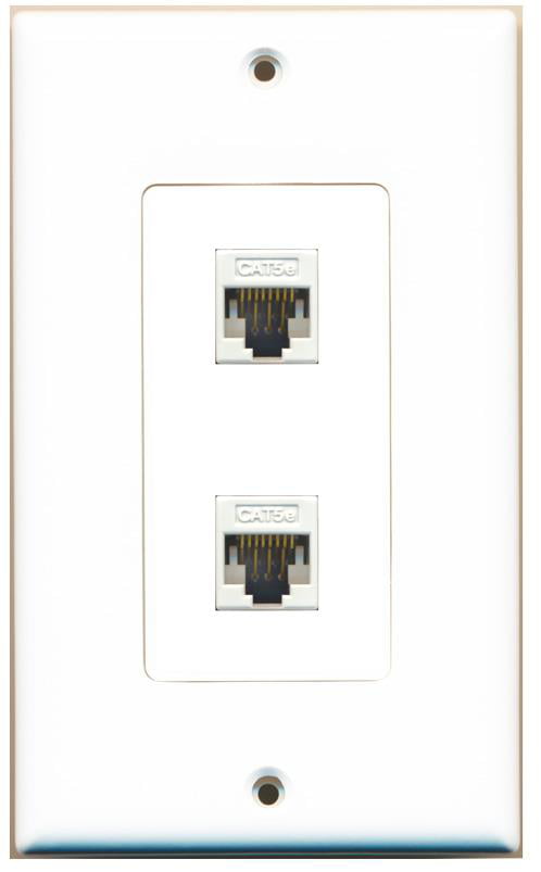 RiteAV - 2 Port Cat5e Ethernet White Wall Plate Decorative White