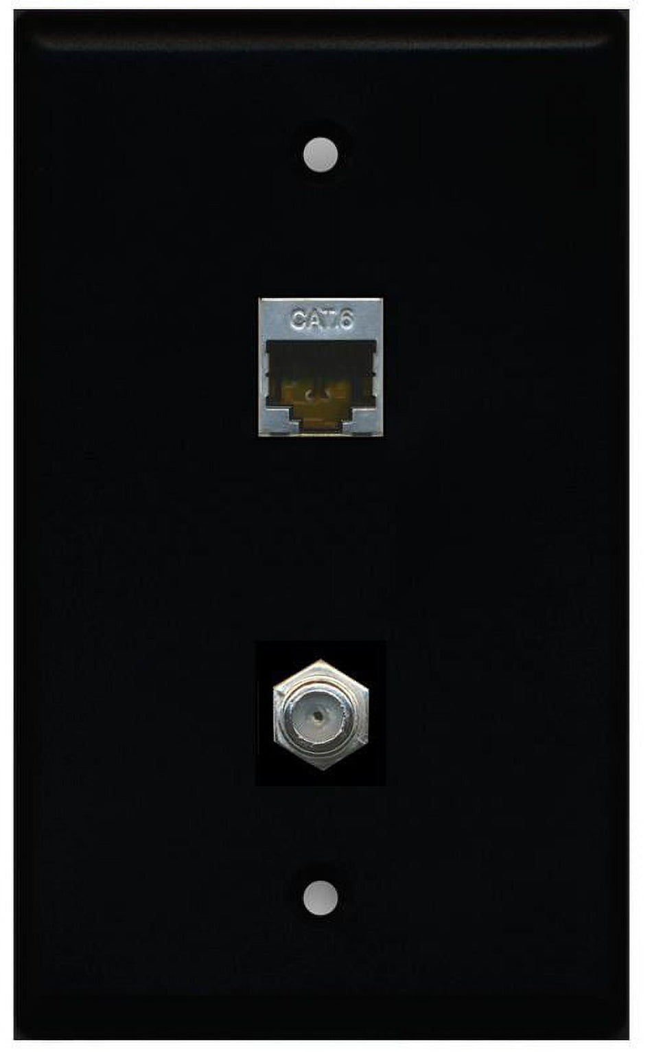 RiteAV 1 Gang Wall Plate (Black) 2 Port - Cat6 (Shielded) Coax (Black)