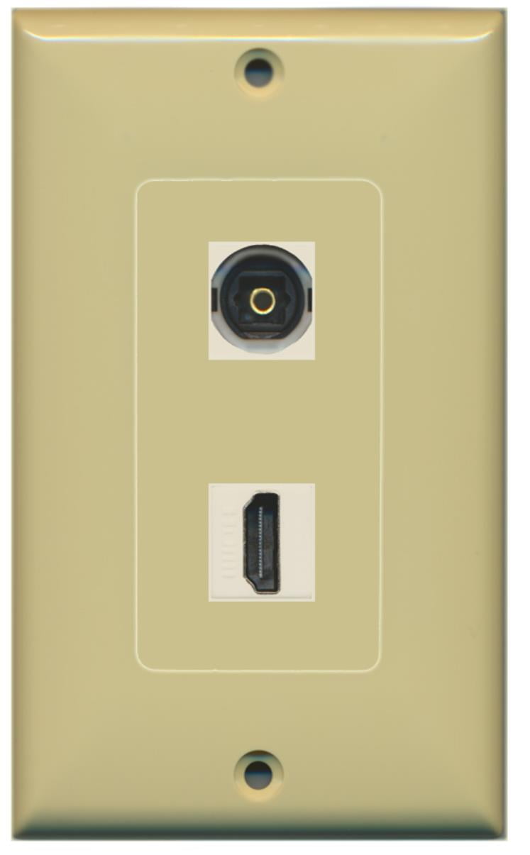 RiteAV - 1 Toslink Digital Audio Port and 1 HDMI Port Wall Plate Decorative - Ivory - Bracket Included