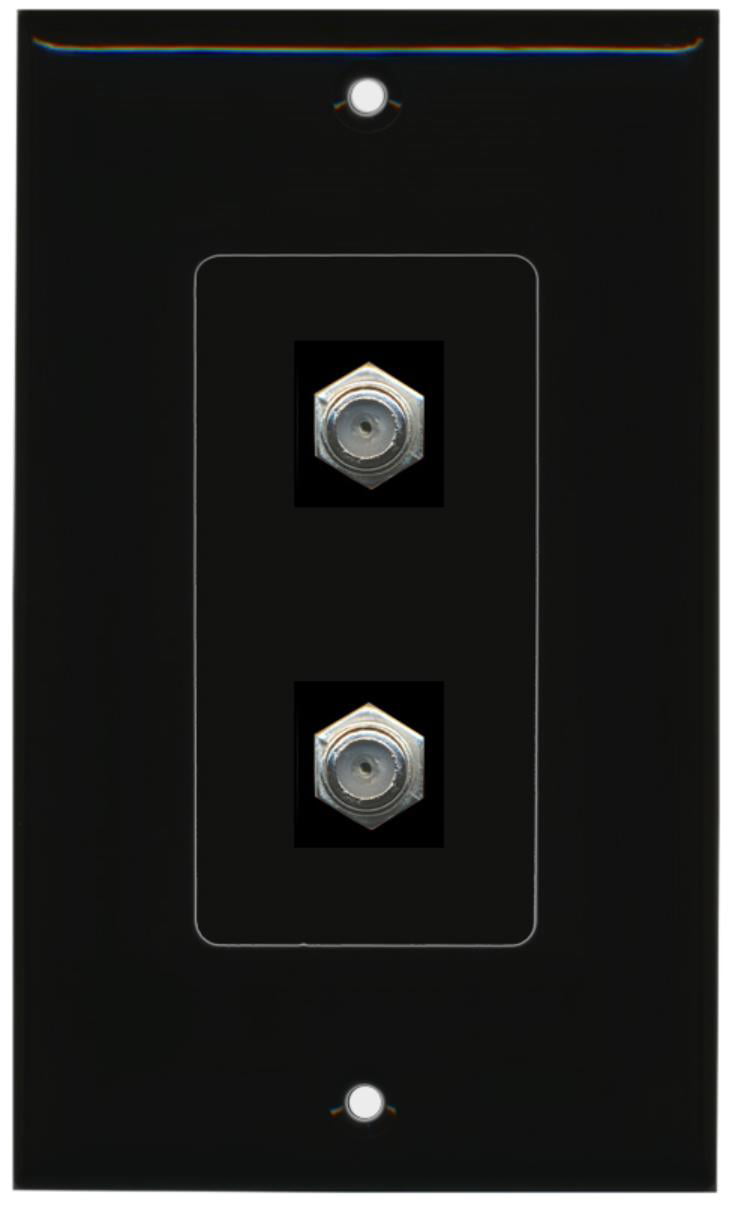 RiteAV - 2 Port Coax Decorative Type Wall Plate - Black - Bracket Included