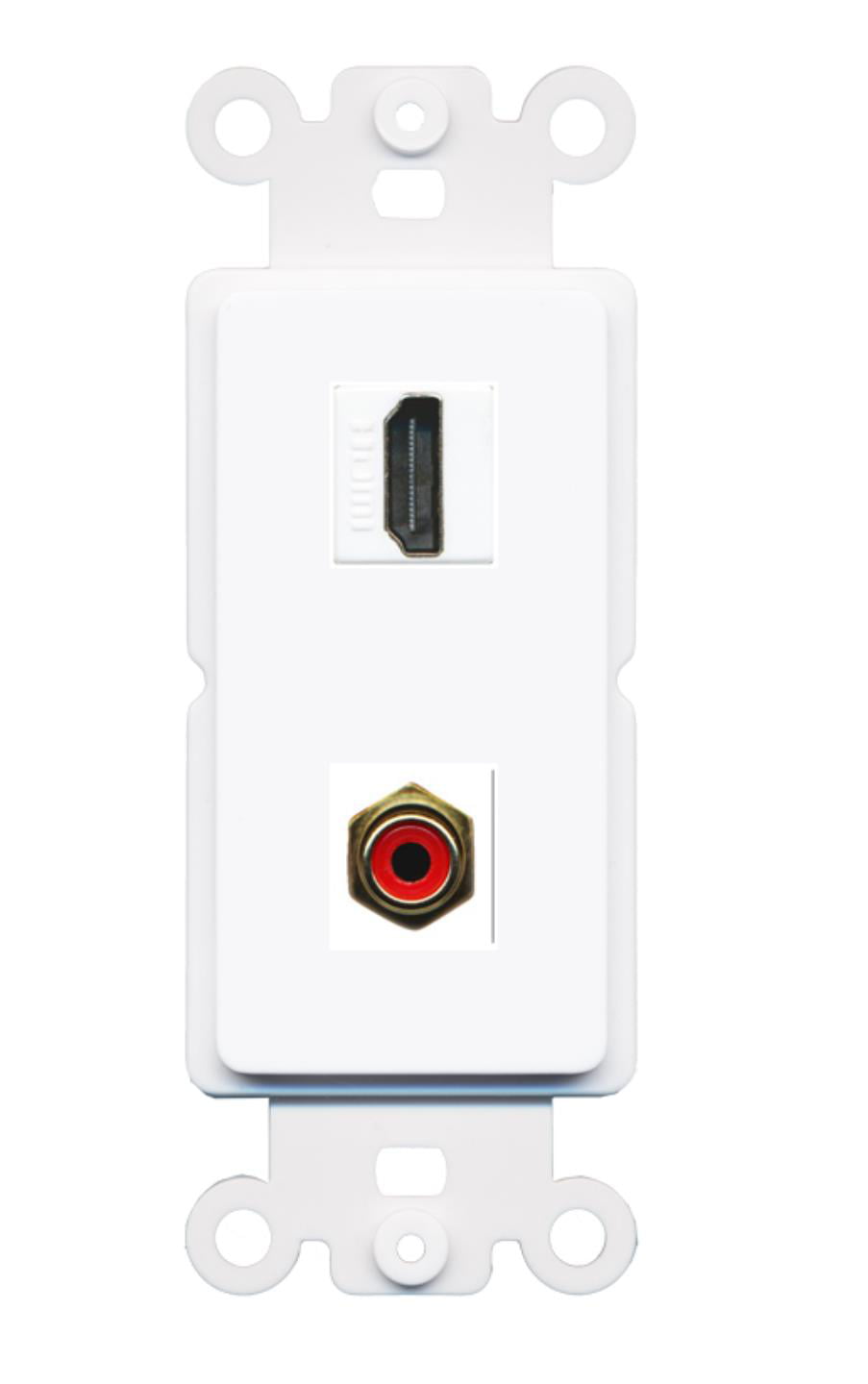 RiteAV - HDMI RCA (Red) Port Wall Plate Decorative (Rocker) White