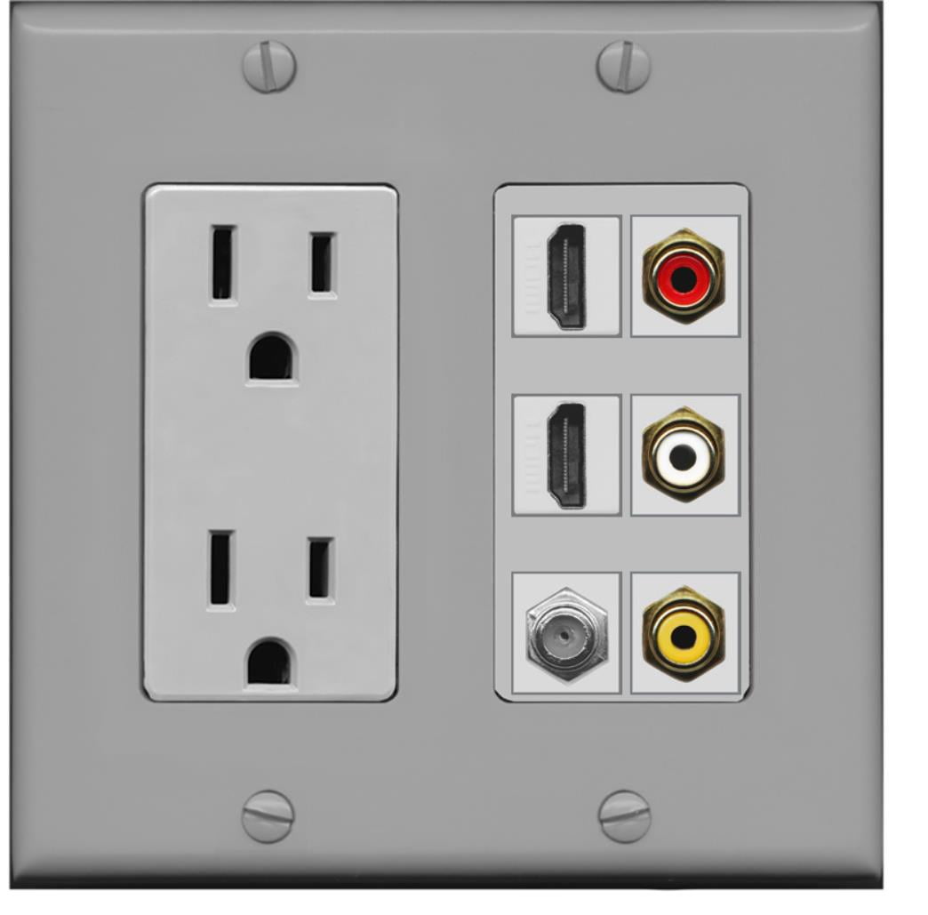 Riteav?15amp di corrente e 1porte CAT5e Ethernet decora tipo piastra a muro Riteav?15amp di corrente e 1porte CAT5e Ethernet decora tipo piastra a muro