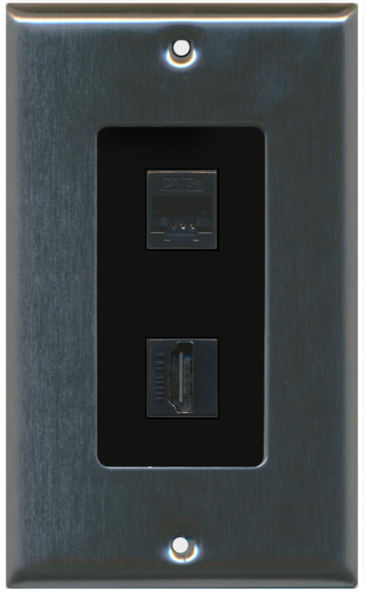 Riteav Piastra A Muro Decorativa Per RJ45 CAT5e, Connessione Senza Utensili, 1 Porta, Colore Bianco, Viti Incluse, Adatta Per Scatole Standard